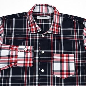 Outerknown Lightweight Shirt Mens‎ XS/Small Red Blue Patchwork Plaid Button Up